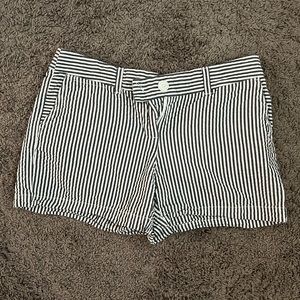 Navy and white striped shorts